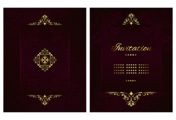 Vintage background mandala card with golden lace ornaments and art deco floral decorative elements