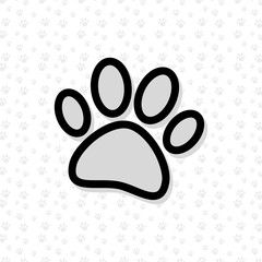 Paw Prints Logo, Black on White Paw background