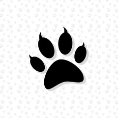 Paw Prints Logo, Black on White Paw background