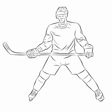illustration ice hockey player, vector draw