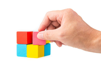 hand stacking wooden block