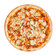 pizza with vegetables on white background