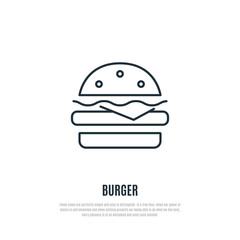 Burger line icon. Fast food symbol. Liner style. Vector illustration.