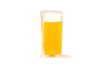 Beer drink in glass white background