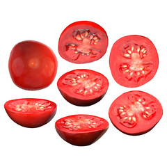 Half tomato white background multiple angles 3d render