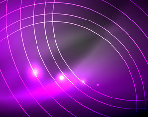 Dark space with neon color glowing lights abstract background