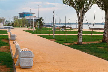 the building of the rechport on the central embankment in the city of Volgograd