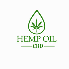 Marijuana, cannabis, hemp oil. Realistic brown glass bottle with cannabis extract. Icon product