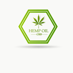 Marijuana, cannabis, hemp oil. Realistic brown glass bottle with cannabis extract. Icon product