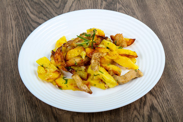 Fried potato with pork