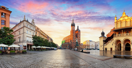 Krakow panorama at sunrise, Poland - obrazy, fototapety, plakaty