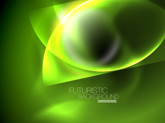 Blurred neon glowing round shapes, abstract circles and lights