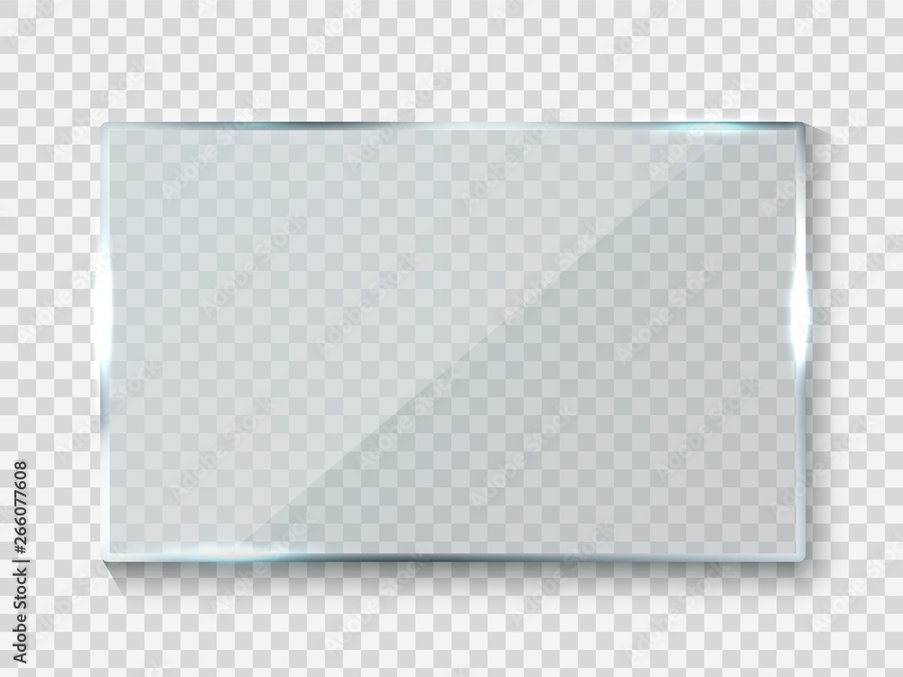 Aufkleber reflecting glass banner. gloss rectangle reflection 3d panel texture or clear window on transparent 