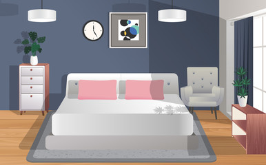 the bed and chair in the bedroom