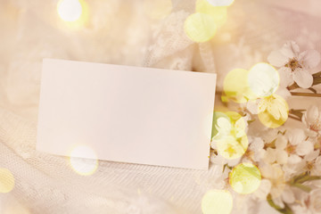 Romantic invitation card on lace background