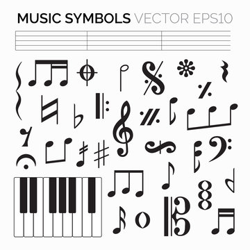 Isolated music symbols and signs