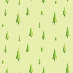 A seamless illustrated forest tree pattern