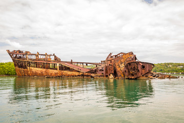 old ship wrack in the carribean sea 