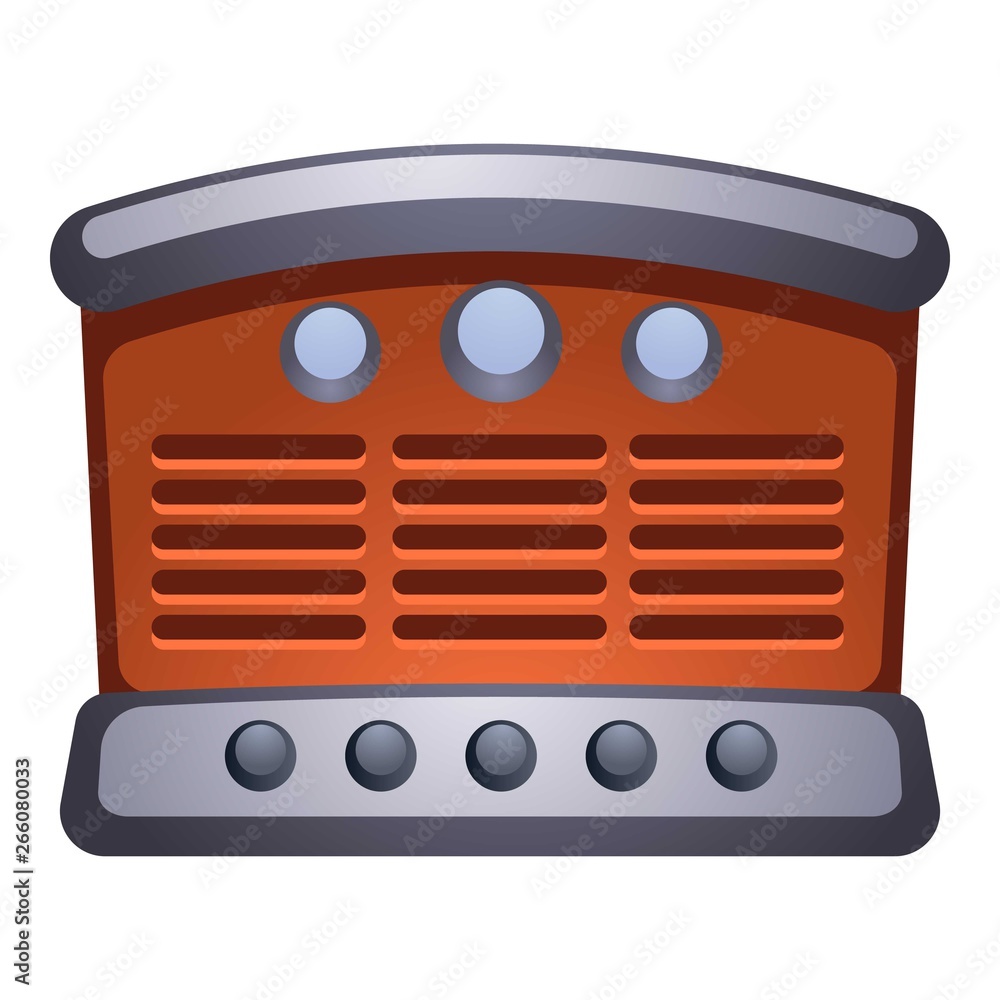 Poster old retro radio icon. cartoon of old retro radio vector icon for web design isolated on white backgr