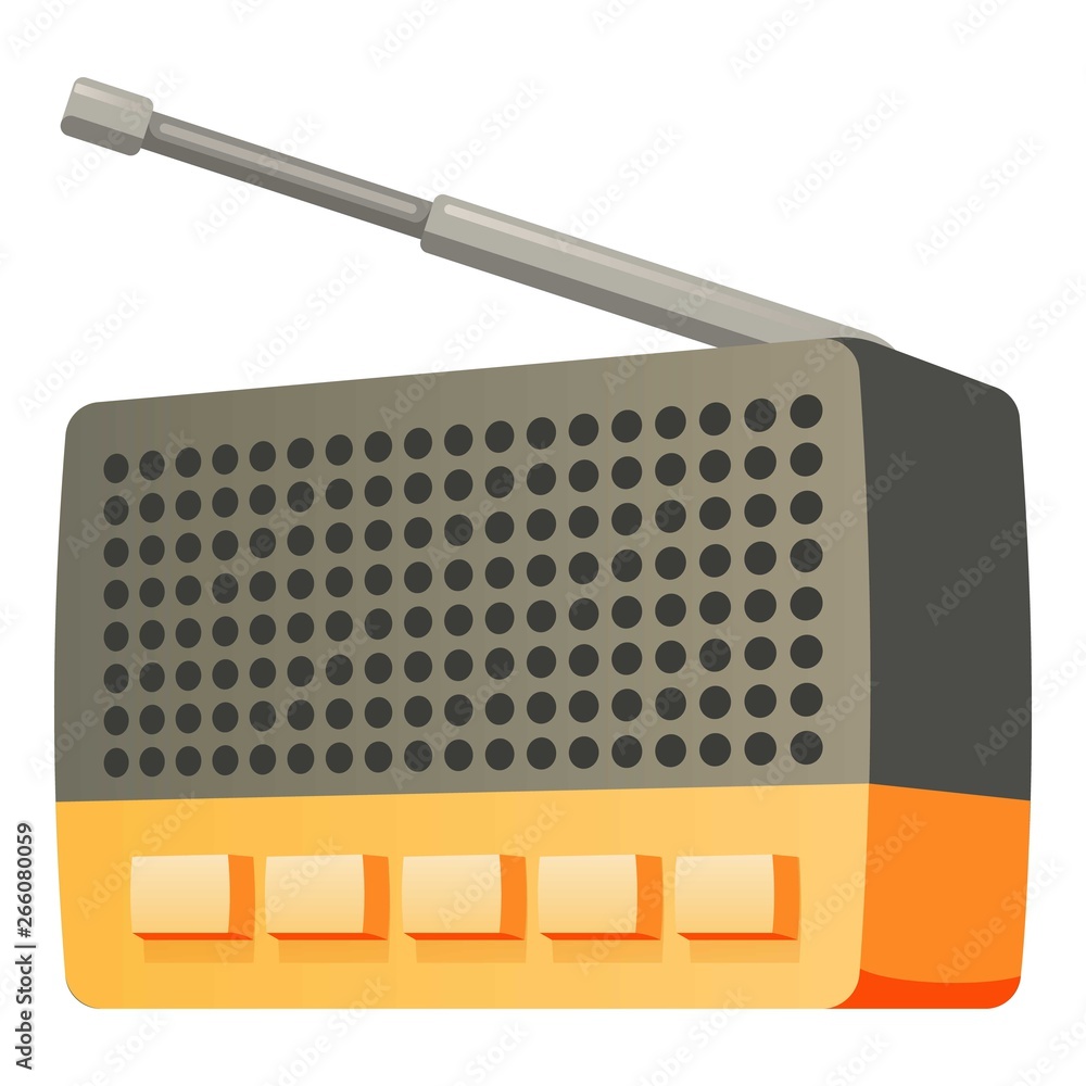 Poster button antenna radio icon. cartoon of button antenna radio vector icon for web design isolated on wh