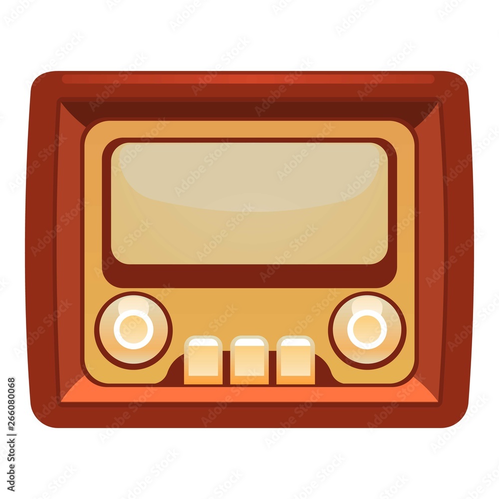 Poster transistor radio icon. cartoon of transistor radio vector icon for web design isolated on white back