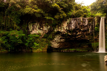 Fototapeta na wymiar waterfall in the river, jeju, South Korea