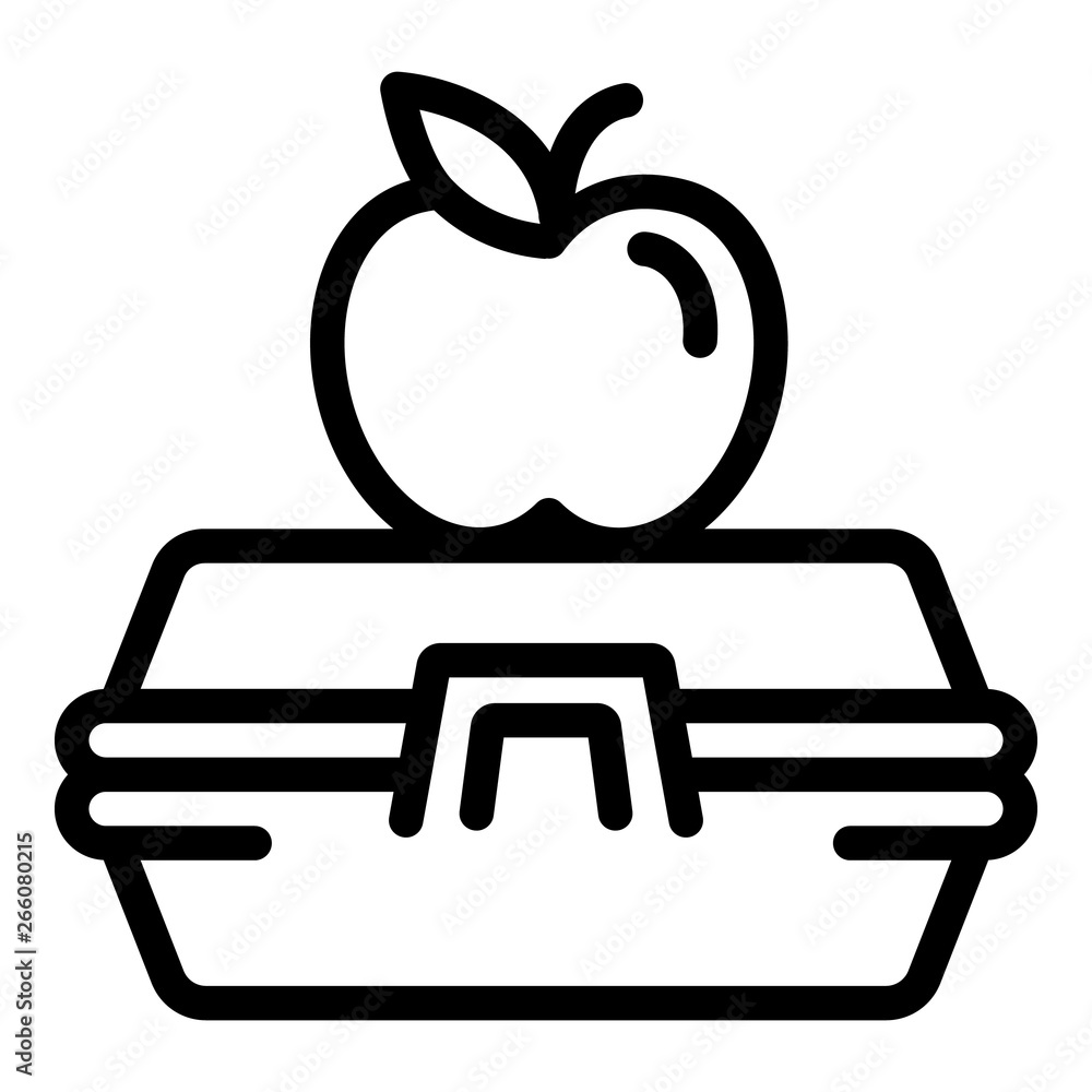 Poster apple on lunchbox icon. outline apple on lunchbox vector icon for web design isolated on white backg