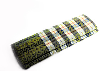Malaysia traditional cloth called songket tenun on white background