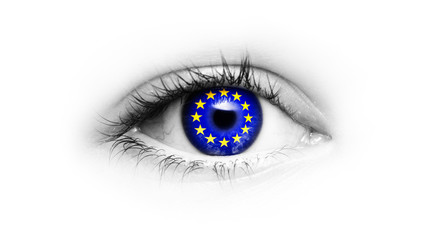 EU Flagge im Auge