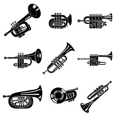 Trumpet icons set. Simple set of trumpet vector icons for web design on white background - obrazy, fototapety, plakaty