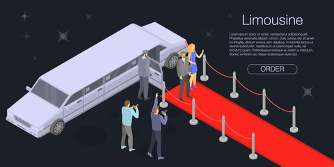 Personal limousine concept banner. Isometric illustration of personal limousine vector concept banner for web design - obrazy, fototapety, plakaty