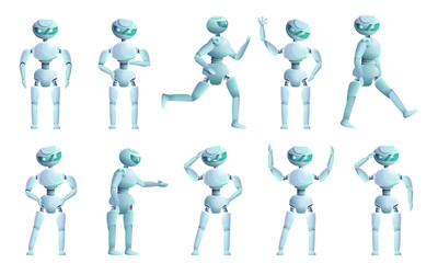 Humanoid icons set. Cartoon set of humanoid vector icons for web design