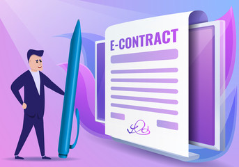 Digital contract concept banner. Cartoon illustration of digital contract vector concept banner for web design