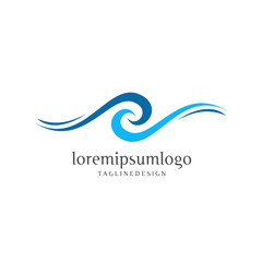 blue sea waves logo concept  minimalist and elegant logo design isolated
