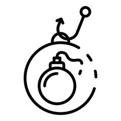 Explosive phishing icon. Outline explosive phishing vector icon for web design isolated on white background