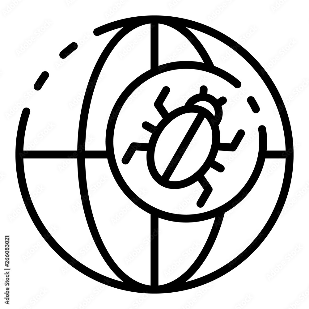 Aufkleber global virus attack icon. outline global virus attack vector icon for web design isolated on white b