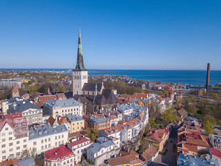 Fototapeta premium Aerial view of old city of Tallinn
