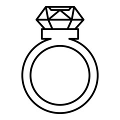 Ring with a big diamond icon. Outline ring with a big diamond vector icon for web design isolated on white background