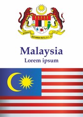 Flag of Malaysia, Malaysia. Template for award design, an official document with the flag of Malaysia. Bright, colorful vector illustration.