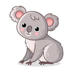 Naklejka premium Koala sits on a white background. Cute animal in cartoon style.