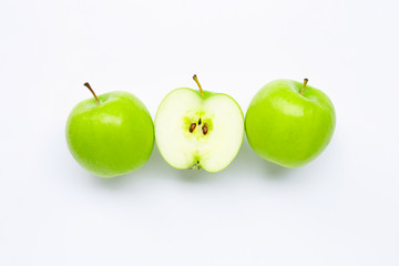 Green apples on white