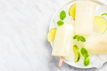 Citrus flavour homemade sorbet popsicles