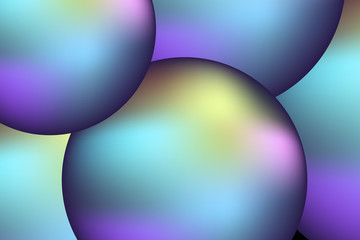 Iridescent 3d spheres texure. Holographic balloons background.
