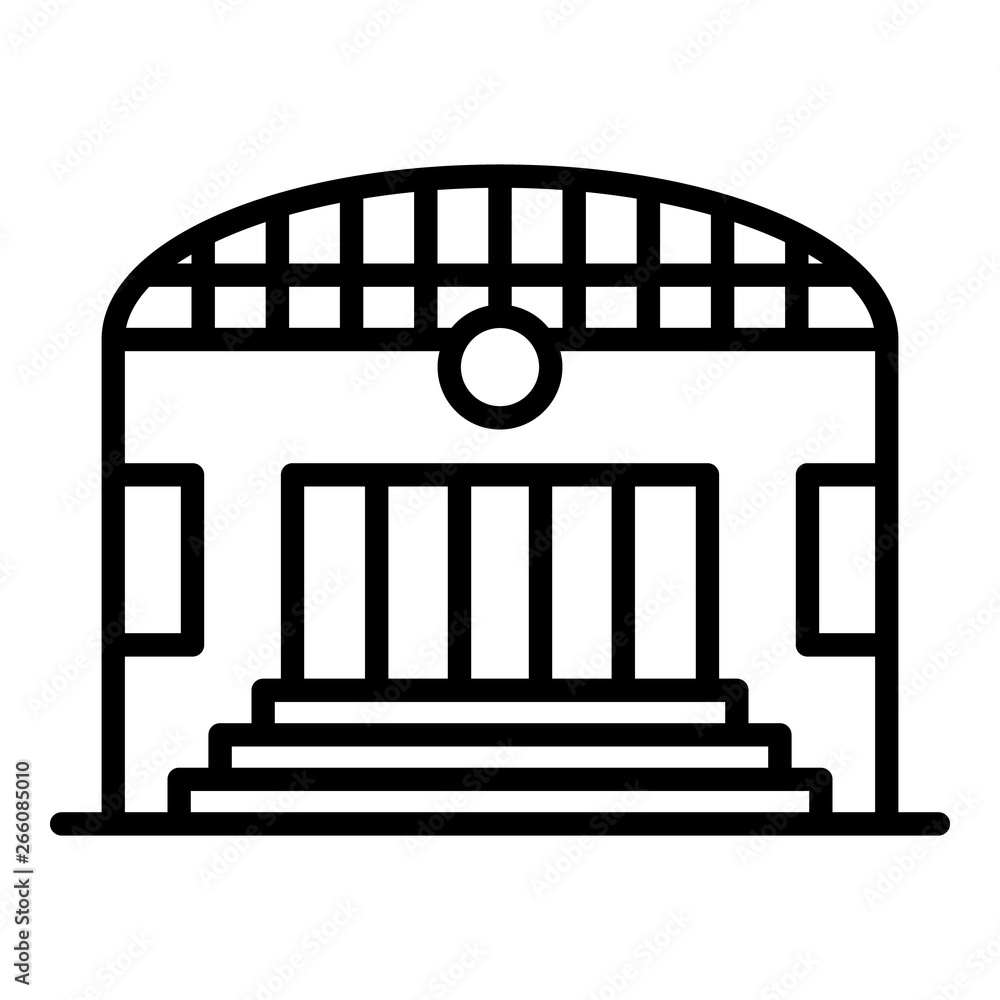 Poster train station icon. outline train station vector icon for web design isolated on white background