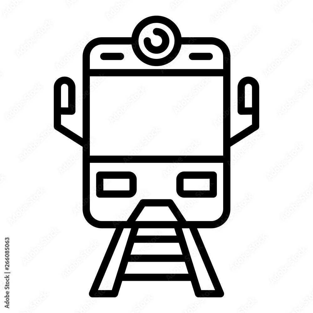 Poster arriving train front view icon. outline arriving train front view vector icon for web design isolate