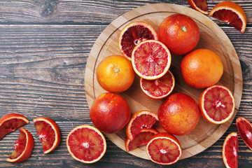 Red oranges with copy space background