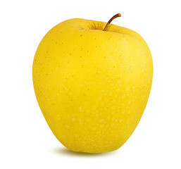 Fresh yellow apple isolated on white background with clipping path