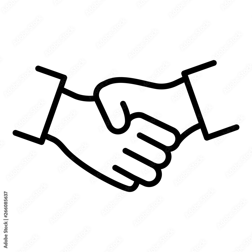Poster handshake icon. outline handshake vector icon for web design isolated on white background