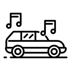 Nice music from the car icon. Outline nice music from the car vector icon for web design isolated on white background