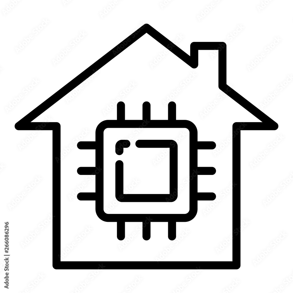 Poster Smart home processor icon. Outline smart home processor vector icon for web design isolated on white background